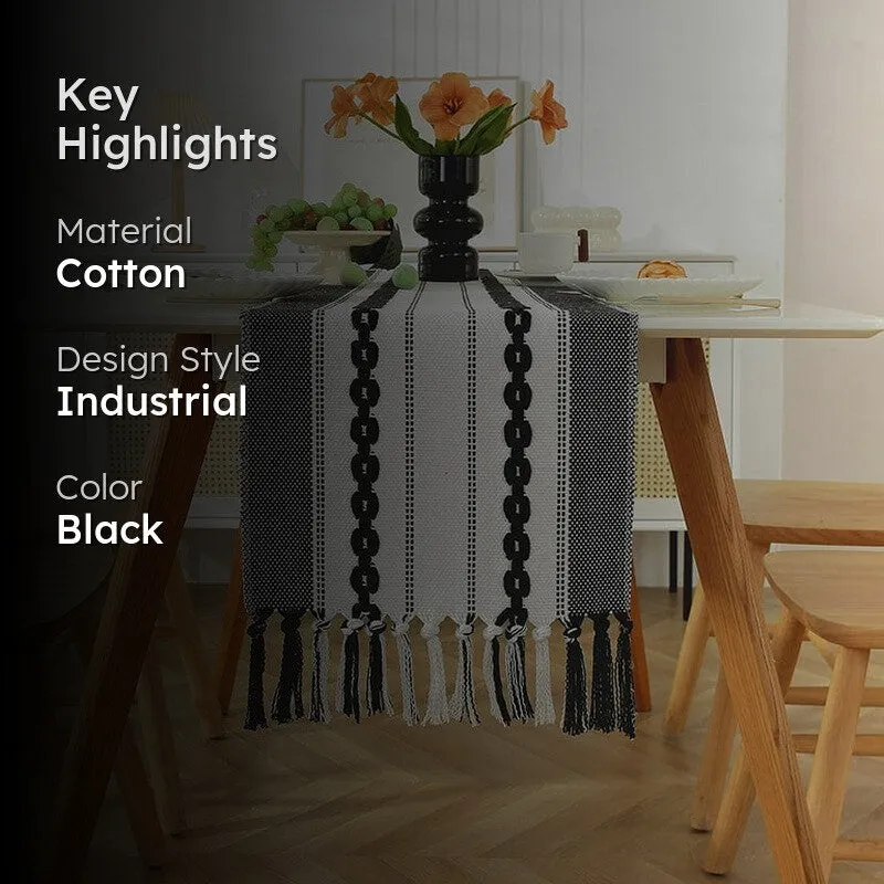 Boho Chic Textured Cotton Table Runner media 2