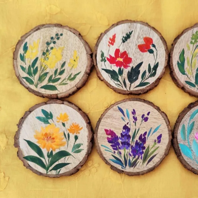 Garden Dream Wooden Handpainted Coaster - Set Of Six media 3