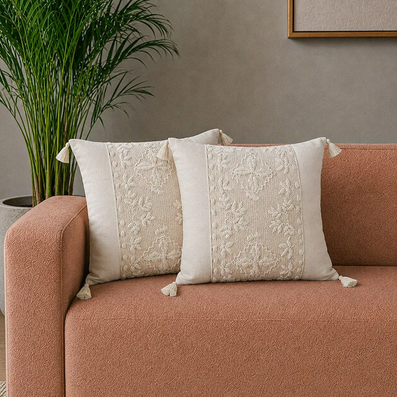 Tahitian Pearl Embroidered Cotton Cushion Cover - Set Of Two media 1