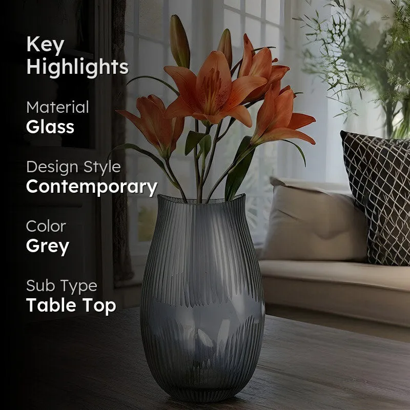 Gridon Glass Vase - Grey media 2