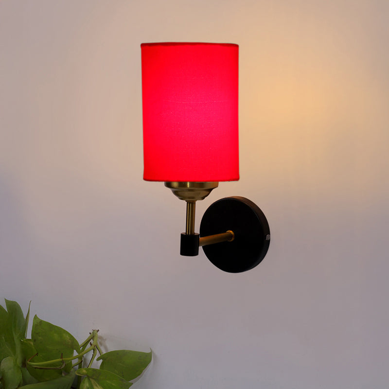 Sienna Sleek Steel & Cotton Wall Lamp - Red