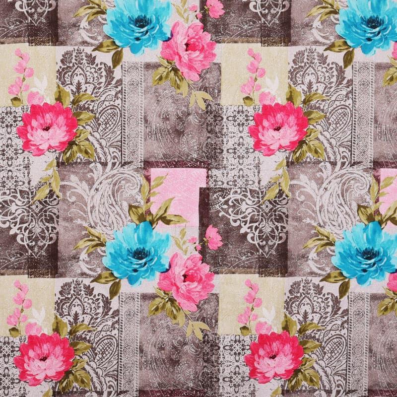 Ebba Floral Cotton Bedsheet (Grey) - 220 TC media 4