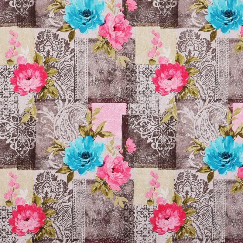 Ebba Floral Cotton Bedsheet (Grey) - 220 TC media 4