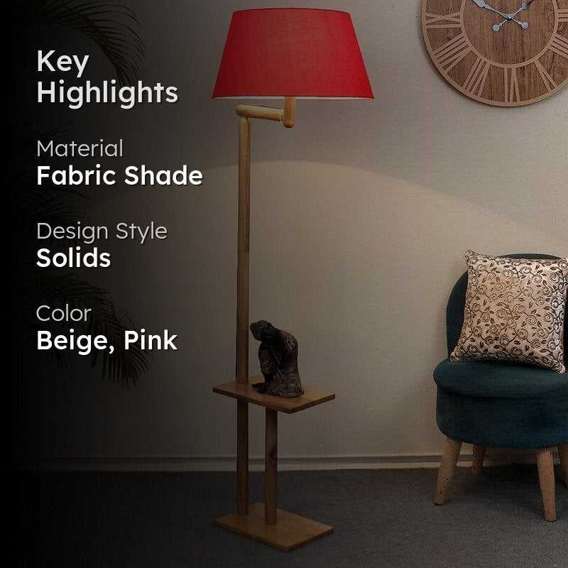 Eartha Enya Floor Lamp With Shelf - Maroon media 2