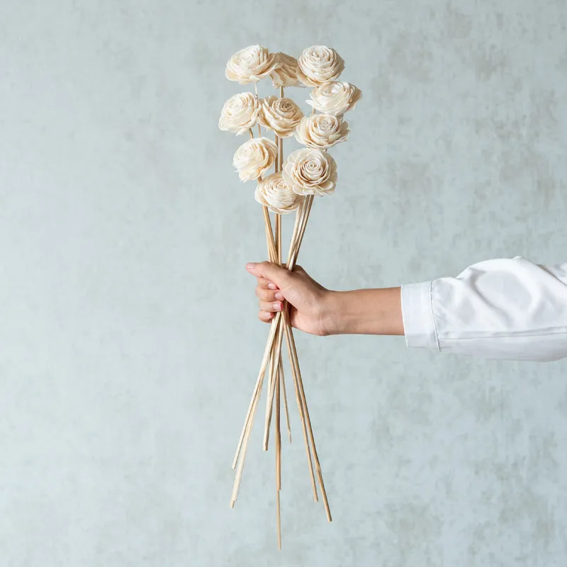 Maicra Sola Wood Rose Flower Stick (White) - Set Of Ten media 1
