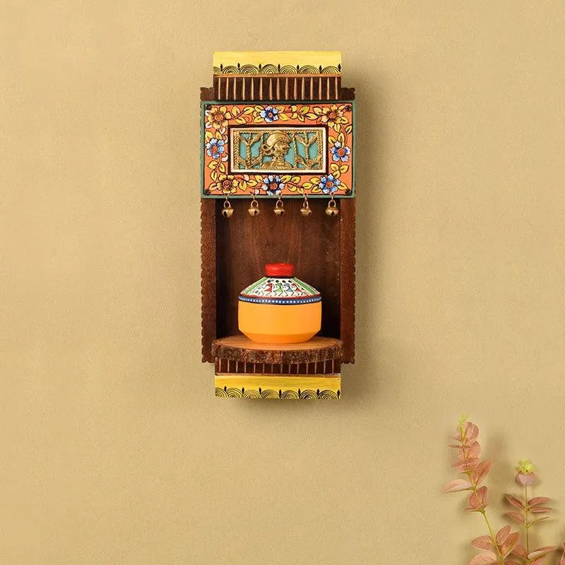 Patang Perch Brass & Wood Shelf media 1