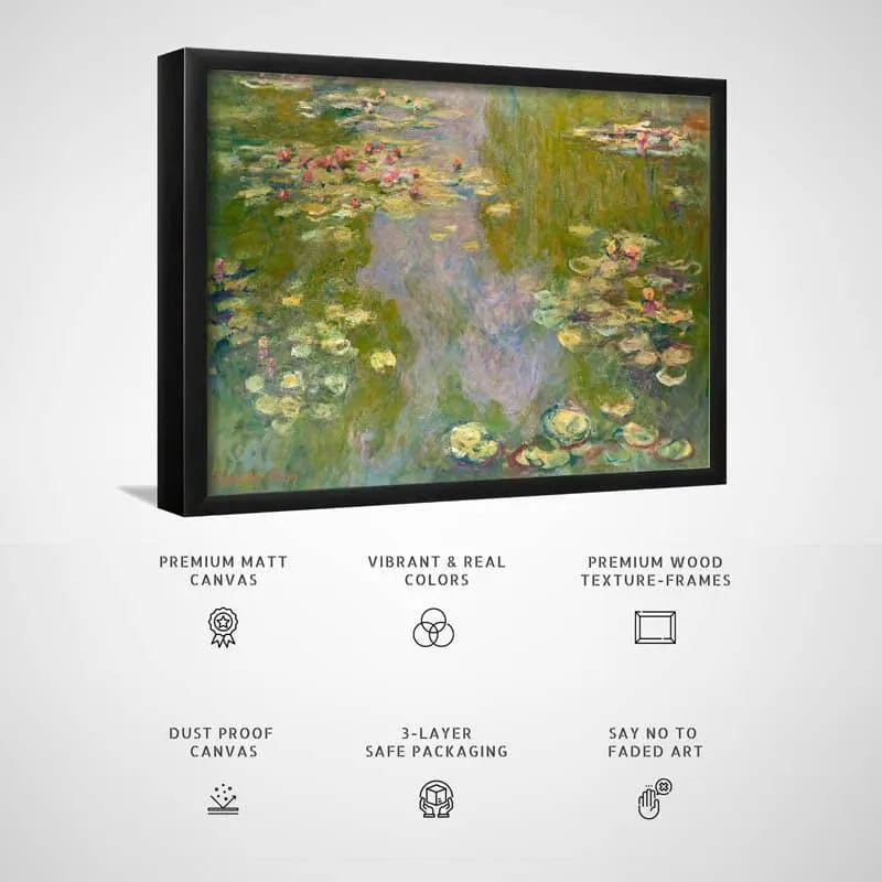Water Lilies painting by Claude Monet-black frame media 3