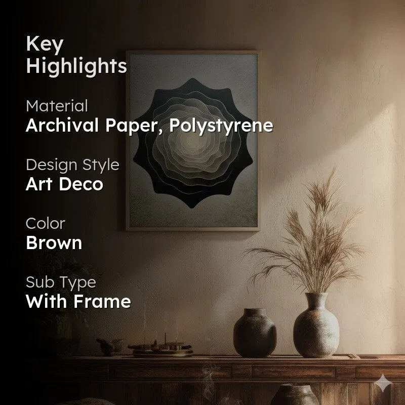 Whispering Layers Archival Paper Wall Painting With Brown Frame media 2