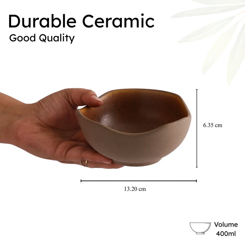 Matte Brown Hexa-Shaped Stoneware Bowl - 400 mL media 10