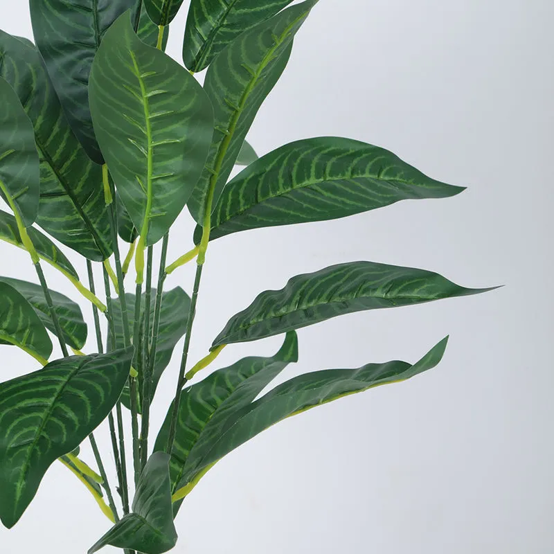 Faux Dark Green Croton Plant With Black Plastic Pot - 2.2 Feet media 5