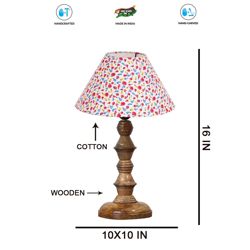 Fleura Cone Timber Wooden Table Lamp - Multicolor media 7