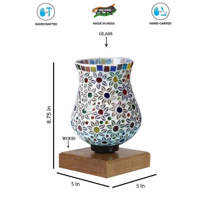 Vimora Mosaic Glass Table Lamp With Wooden Base - Multicolor media 9