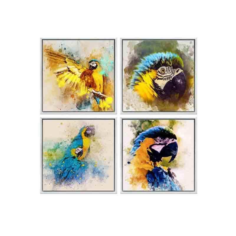 Parrots Poly Canvas Wall Art - Set of Four media 4