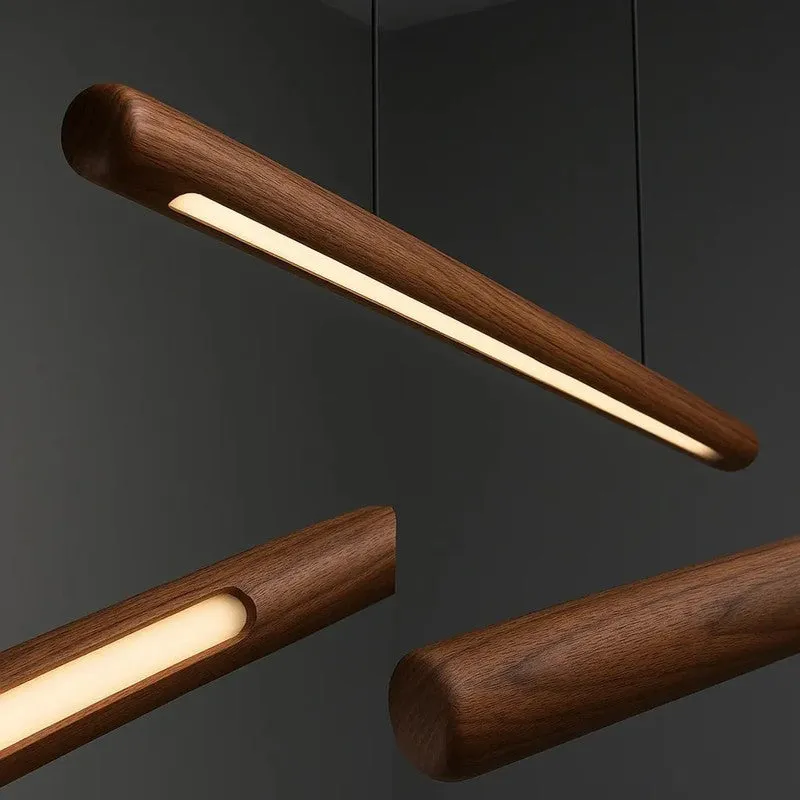 Cylindrical Rose Wood LED Pendant Lamp media 5