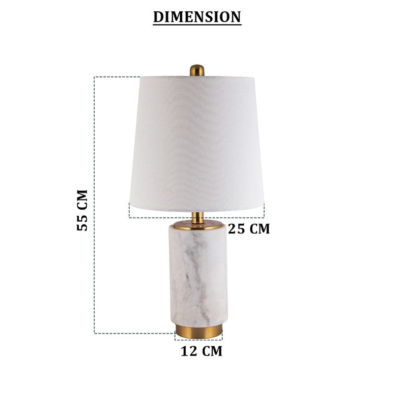 AarviDecor Upton Classic Fabric Table Lamp - White,Gold media 8