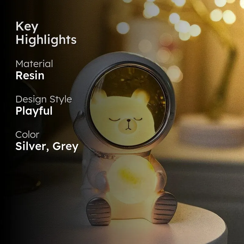 Teddy To The Space LED Resin Table Lamp - Silver,Grey media 2