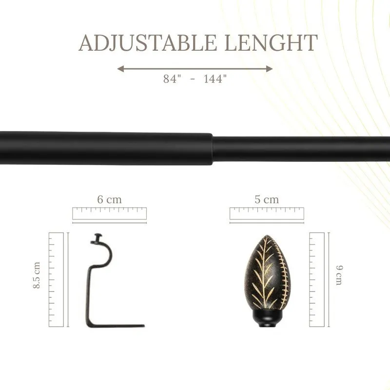 Foliara Extendable 1" Single Curtain Rods With Oval Finial & Brackets media 5