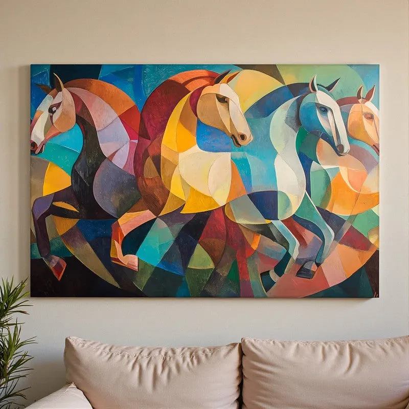 Cubist Stallions Canvas Wall Art media 3