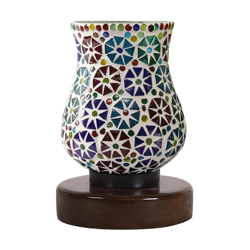 Crystalyn Mosaic Glass Table Lamp With Wooden Base - Multicolor media 5