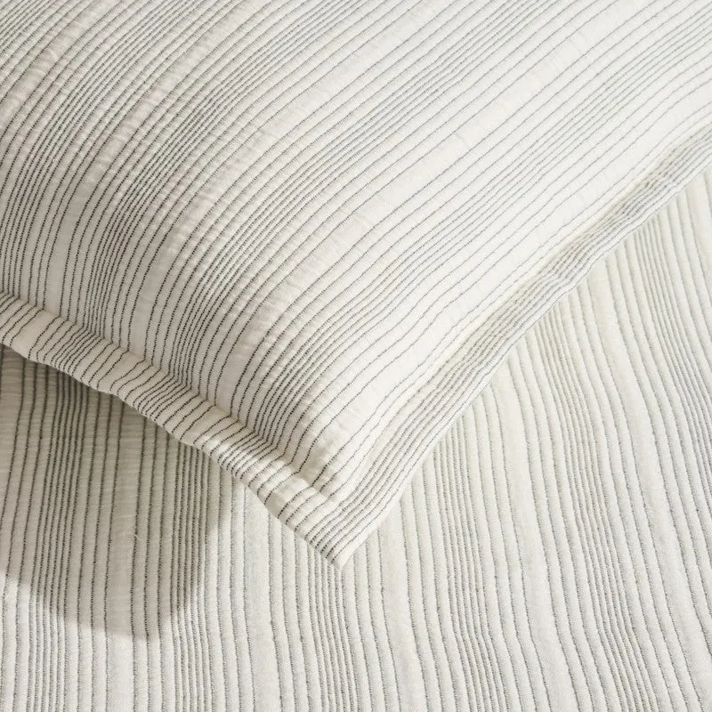 Stripe Grace Cotton Bedcover (Ivory) (280 Gsm) - Three Piece Set media 3