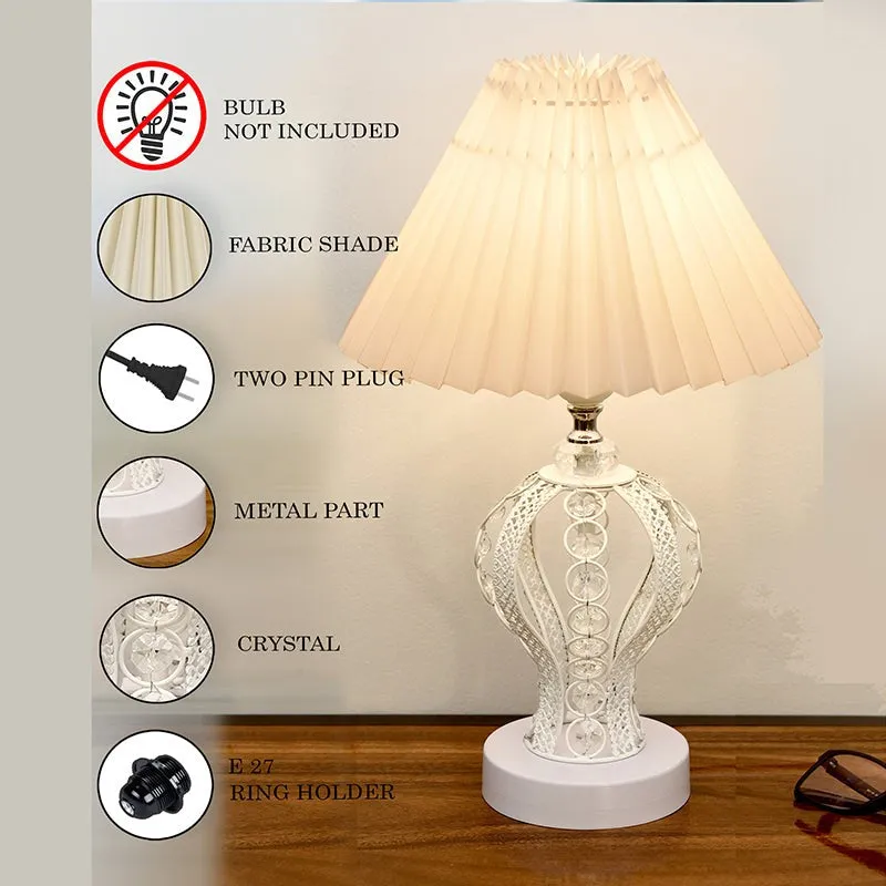 Irelle French Pleat Metal Table Lamp - Ivory,White media 4