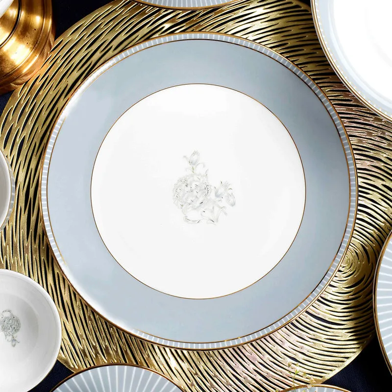 Gilded Iris 24k Gold Brushed Porcelain Dinner Set (Grey) - 33 Piece Set media 6