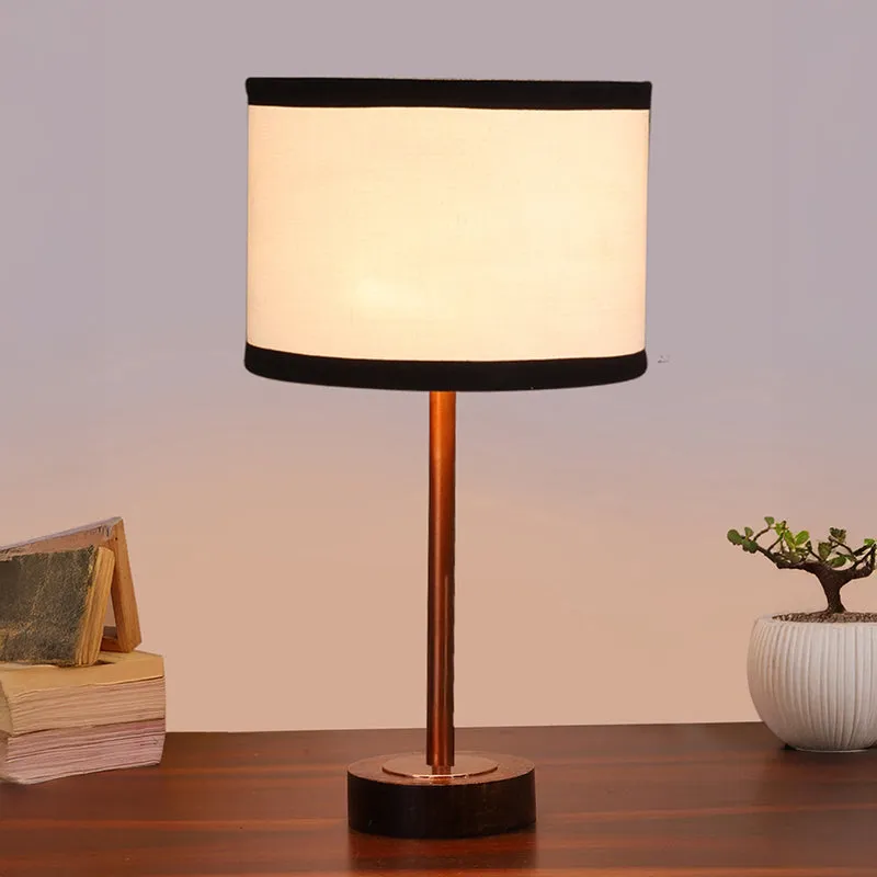 Cotin I Stripe Rodin Wooden Table Lamp - White,Copper,Brown media 2