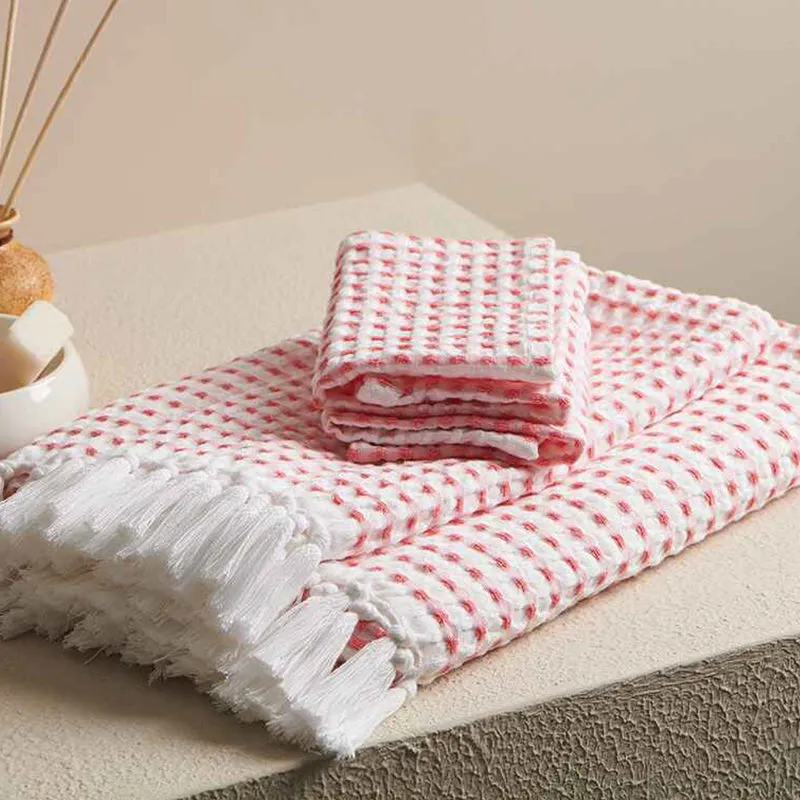 Resho Waffle Towel Combo (Pink) - Four Piece Set media 1