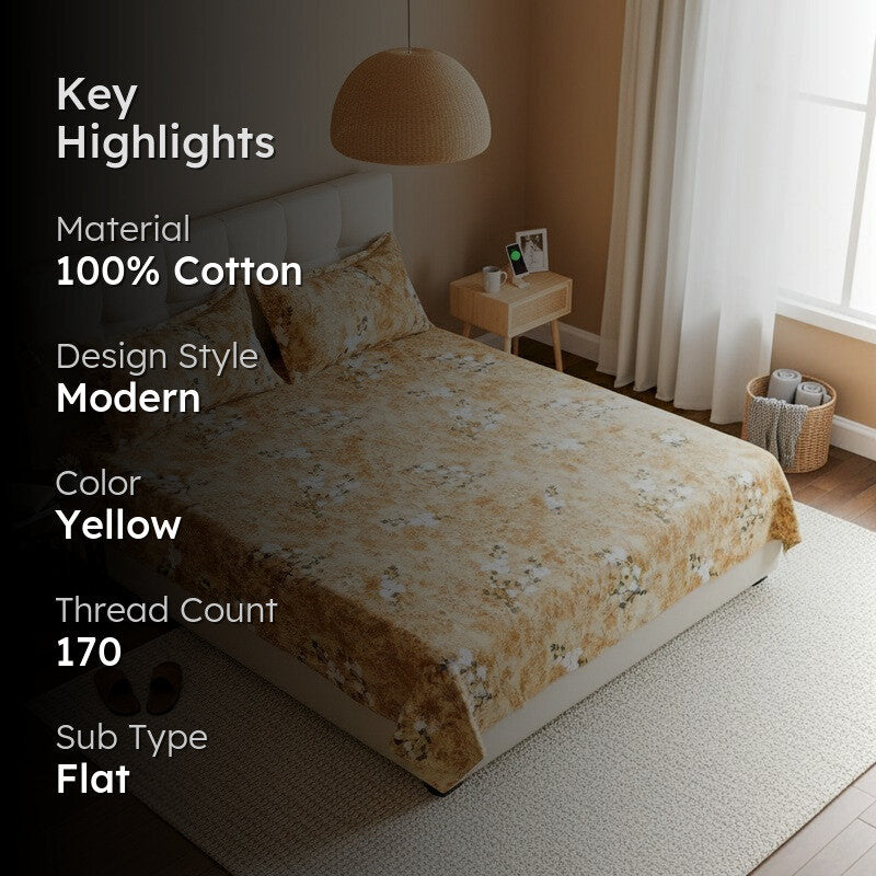 Floral Glory Cotton Bedsheet - 170 TC media 2