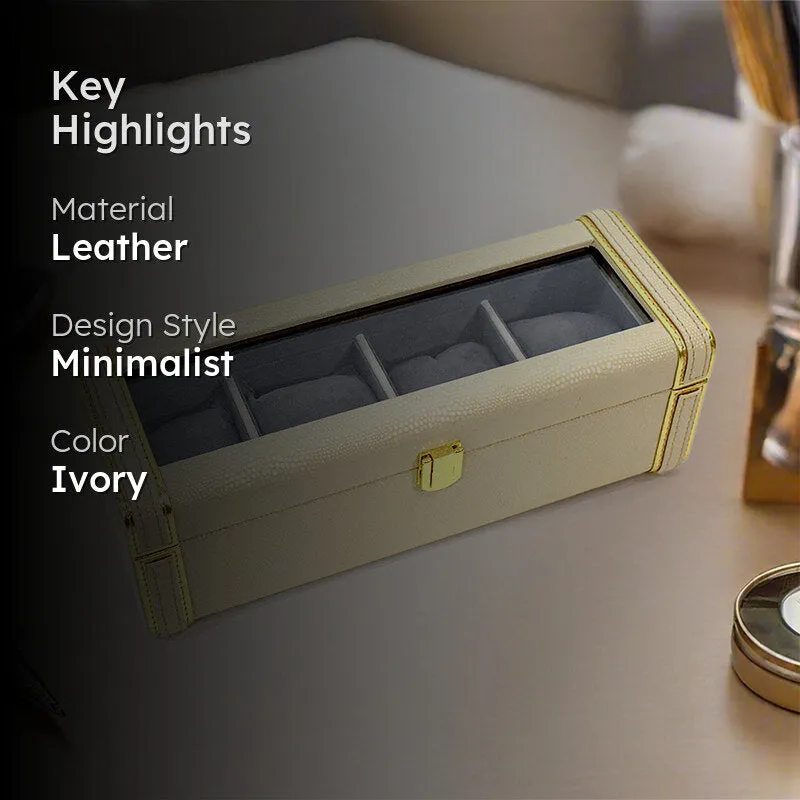Tisquo I Faux Leather Watch Organizer - Ivory media 2