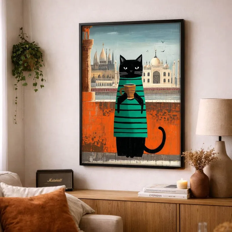 Adventurous Cat Wall Painting With Frame media 4