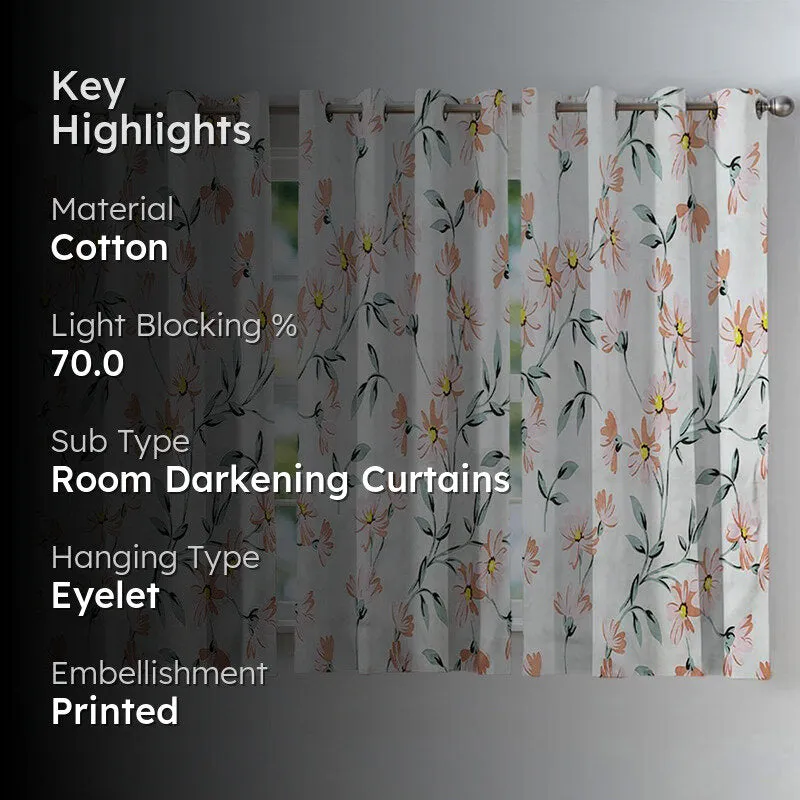 Floral Whispers Cotton Curtain - Set Of Three media 2