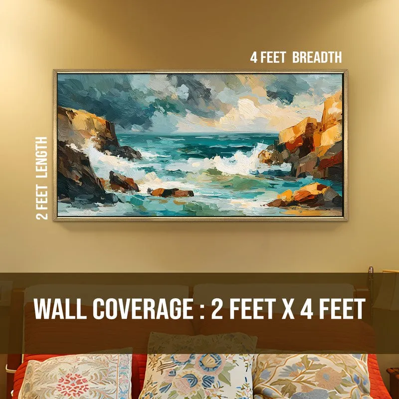 Coastal Surge Canvas Wall Painting With Frame media 9