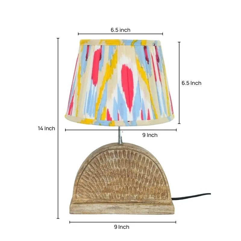 Colorcrest Wooden Base Cotton Table Lamp - Multicolor media 5