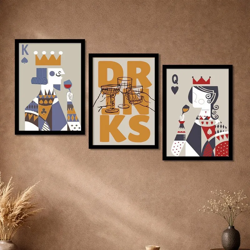 Poker King and Queen Paper Wall Painting With Frame - Set Of Three media 5