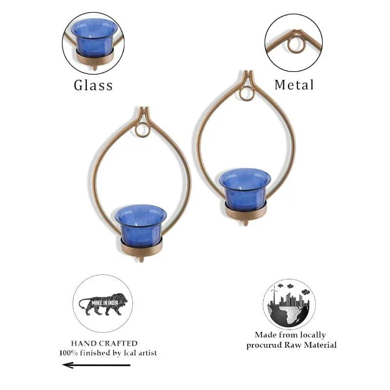 Leafy Sconce Candle Holder (Blue) - Set Of Two media 6