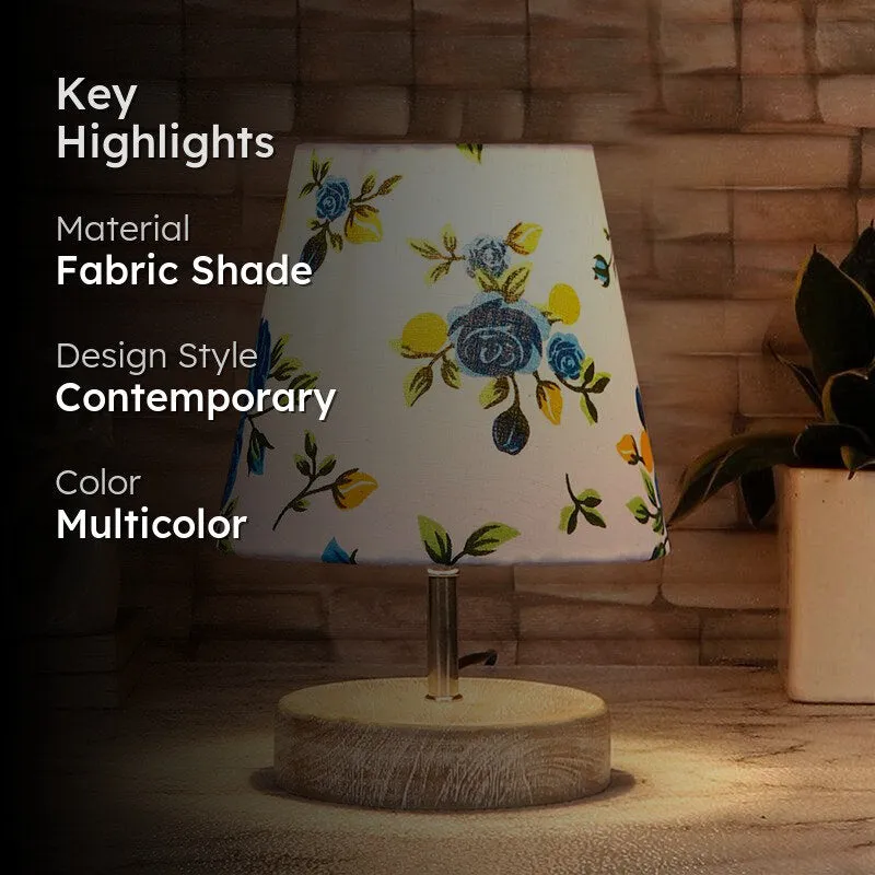 Renvo Blue Fleur Fabric Table Lamp - Multicolor media 2