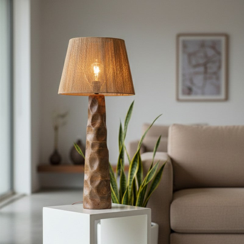 Sculpted Raffia Mango Wood Floor Lamp media 3
