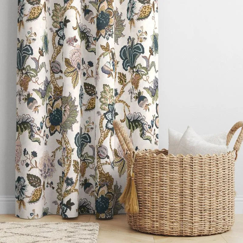 Mivaana Floral Curtain (Creamy Blue) - Set Of Two media 5