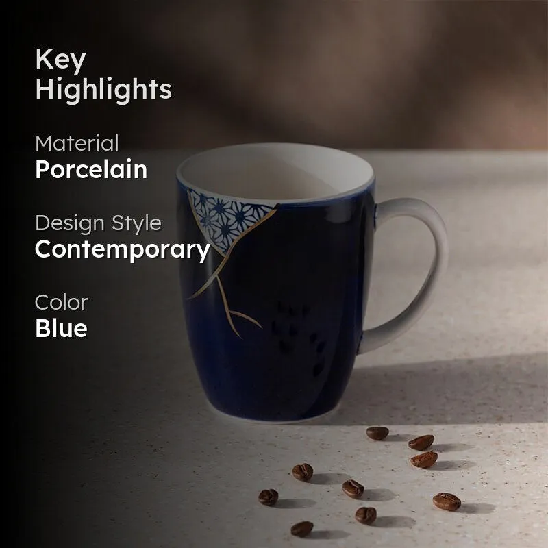 Wabi Porcelain Coffee Mug (295 mL) - Blue,White media 2