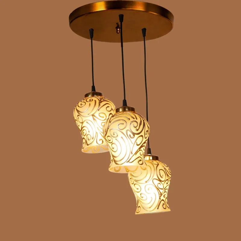 Zariya Glass Ceiling Lamp - White & Gold media 5