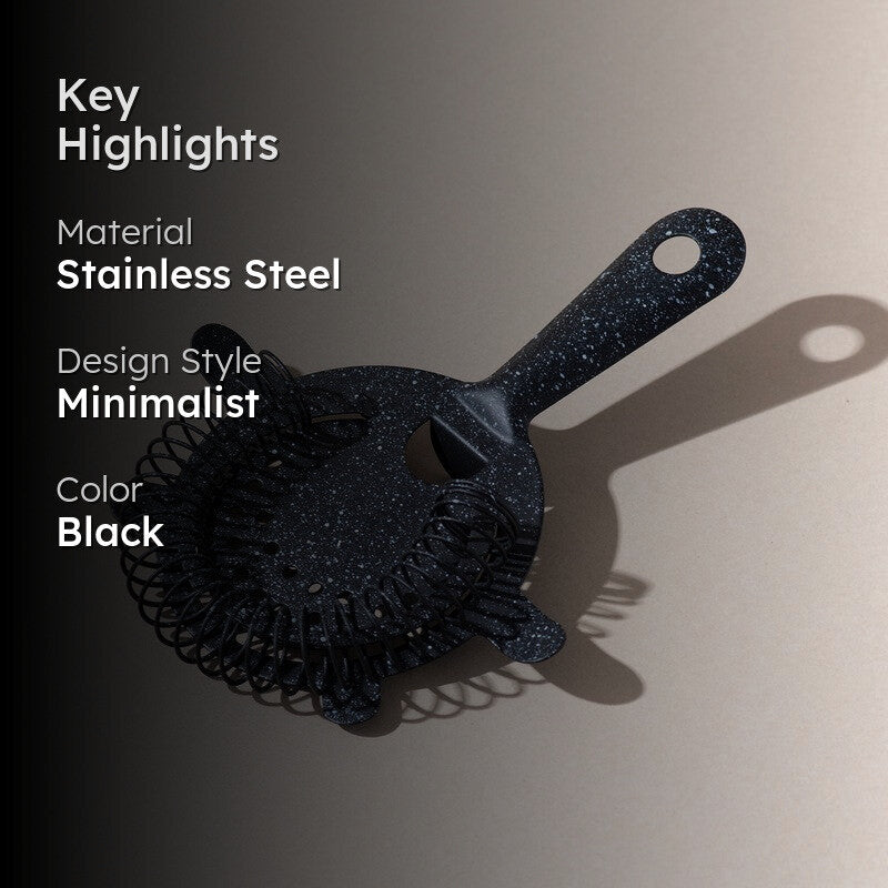 Sable Mesh Stainless Steel Cocktail Strainer - Black media 2