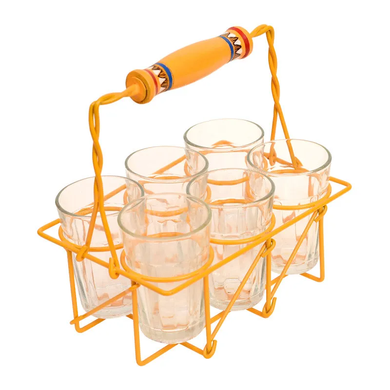 Isha Handpainted Glass With Holder (75 ML) - Seven Piece Set media 4