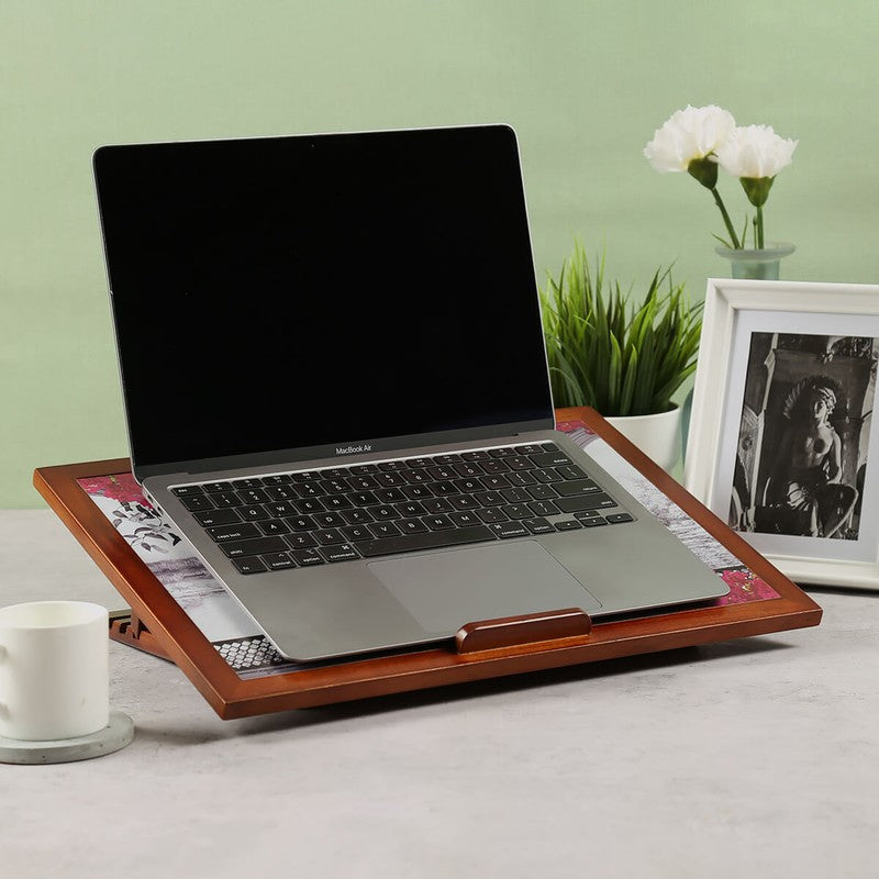 India Circus Teak Wood Royal Hues Laptop Table media 3