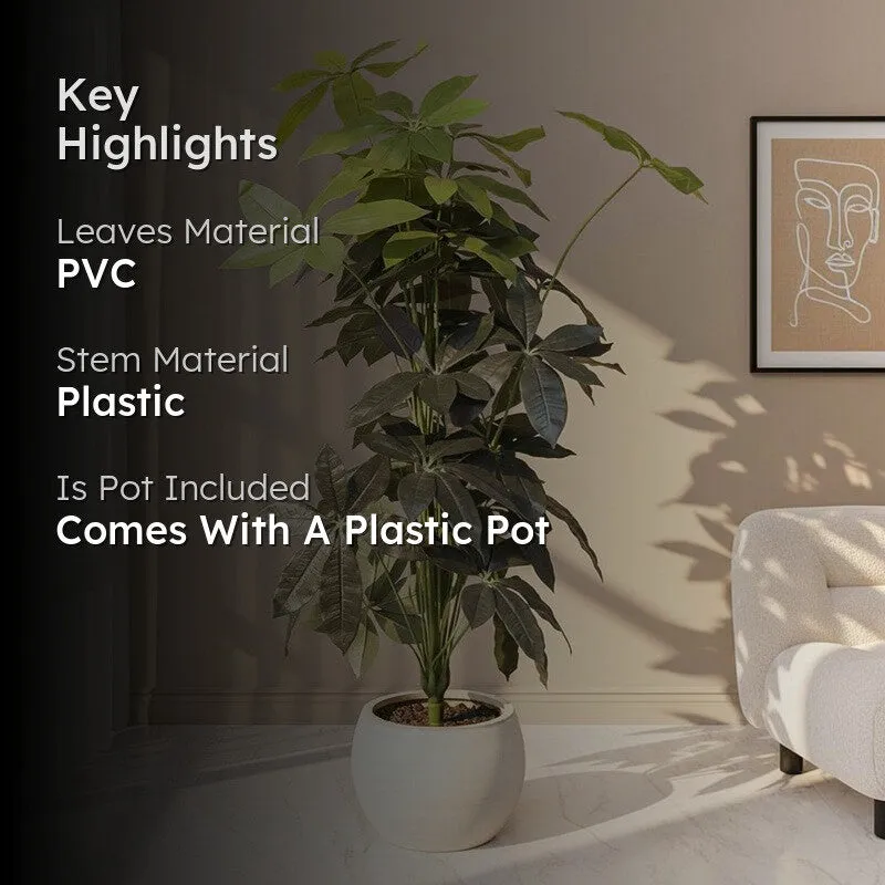 Pachira Artificial Plant With Black Plastic Pot media 2