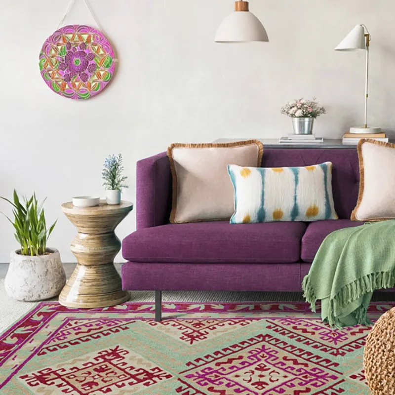 Loreth Hand Tufted Ethnic Wool & Nylon Carpet - Pink media 8