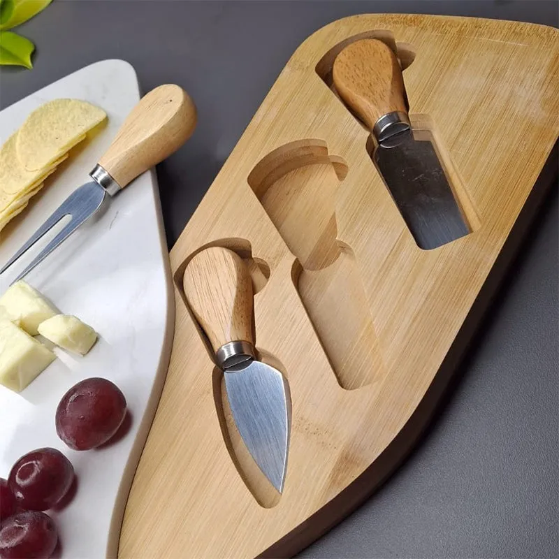 Bordeaux Petit (Wood,Marble,Stainless Steel) Cheese Platter - Five Piece Set media 4