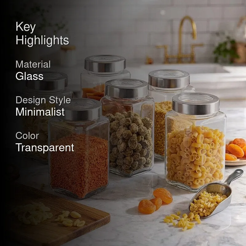 Pantry Glow Glass Jar (1000 mL Each) - Set Of Six media 2