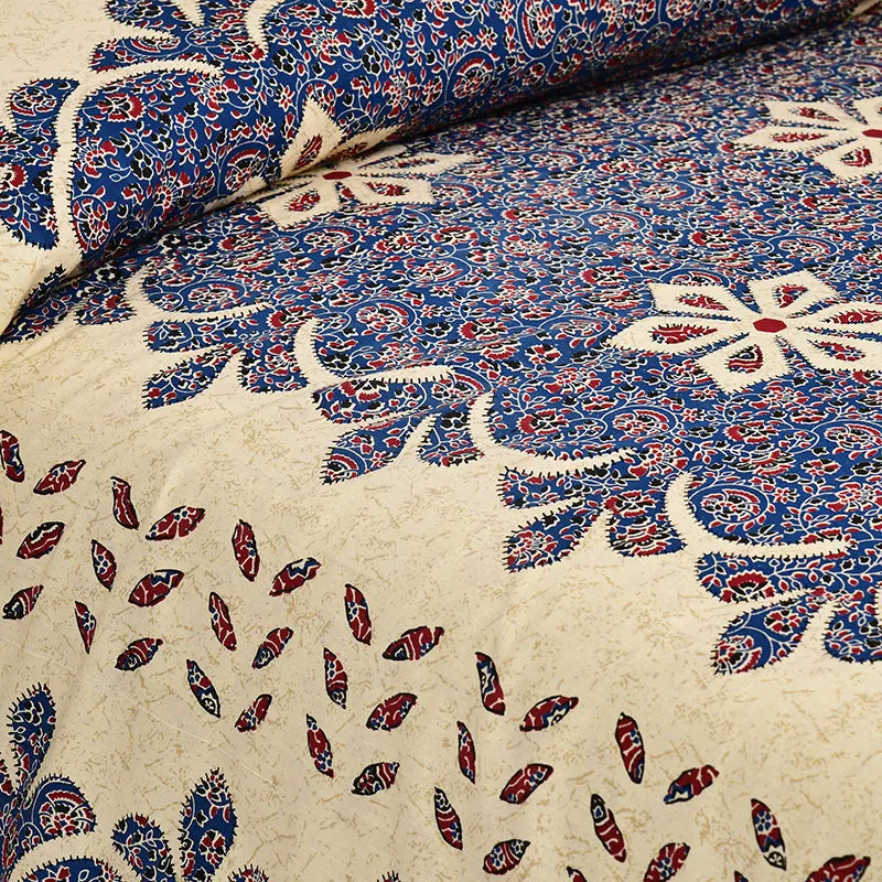 Alankrita Ethnic Cotton Bedsheet (Yellow,Blue) - 180 TC media 3