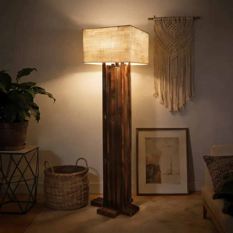 CalmGlow Wooden Floor Lamp - Brown media 3